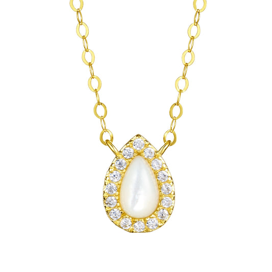18K Pure Gold White Stone Necklace