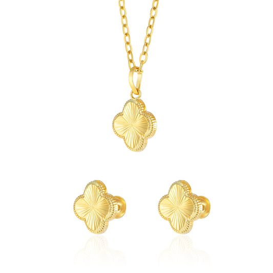 18K Pure Gold Flower Screw Jewelry Set