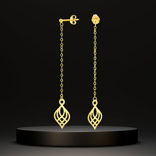 18K Pure Gold Hanging Drop Earring Set