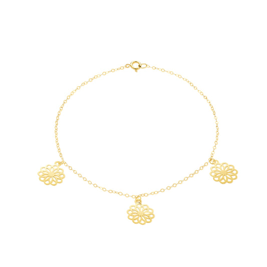 18K Pure Gold Fine Flower Bracelet