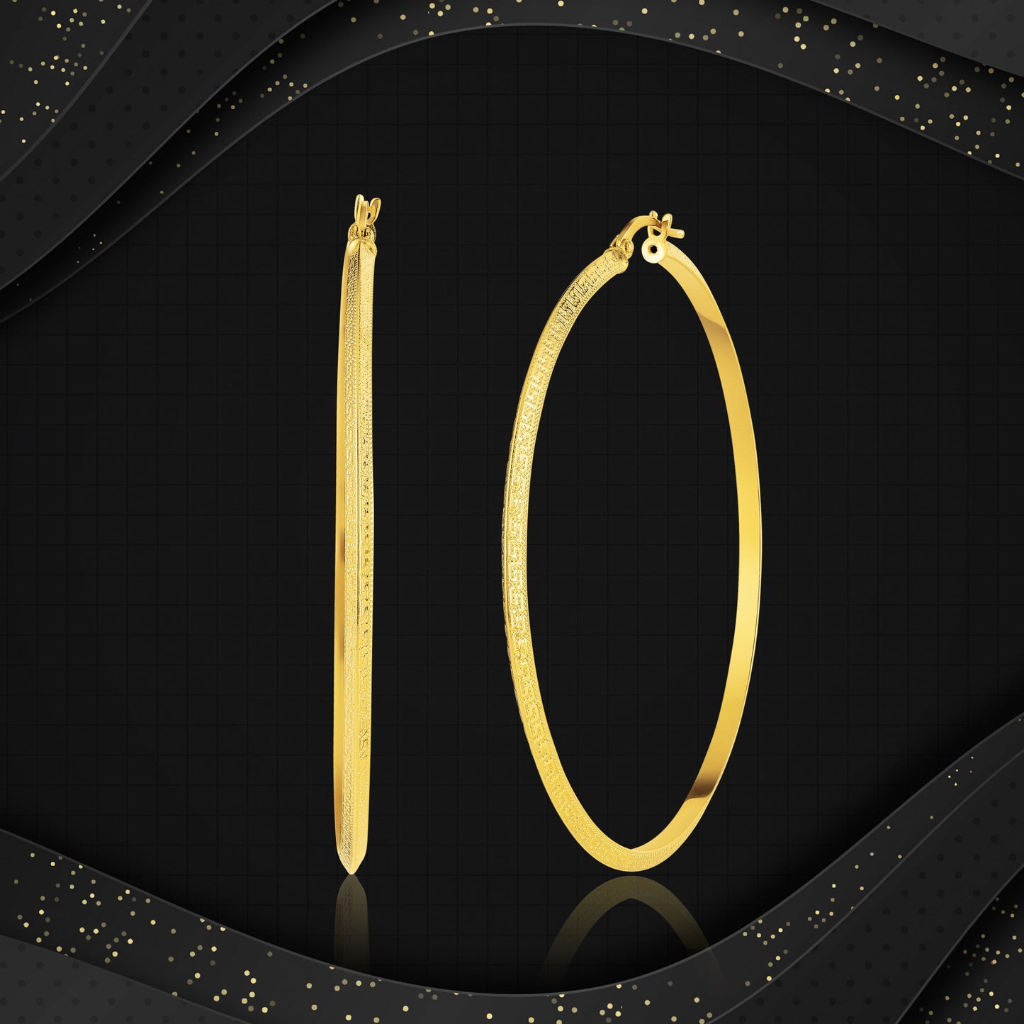 18K Pure Gold Round Loop Earrings