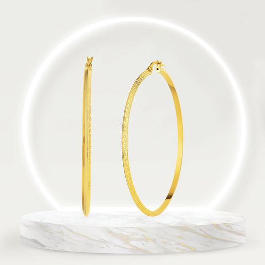 18K Pure Gold Round Loop Earrings