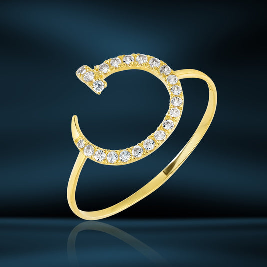 18K Pure Gold Nail Stone Ring