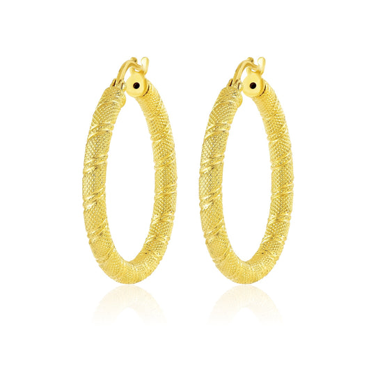 18K Pure Gold Round Loop Earrings