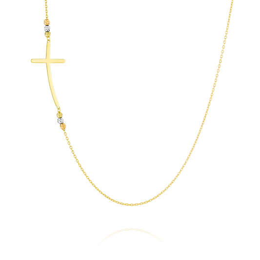 18K Pure Gold Cross Seed Necklace
