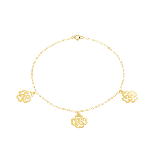 18K Pure Gold Fine Flower Bracelet