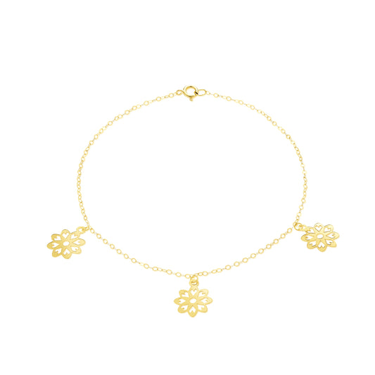 18K Pure Gold Fine Flower Bracelet