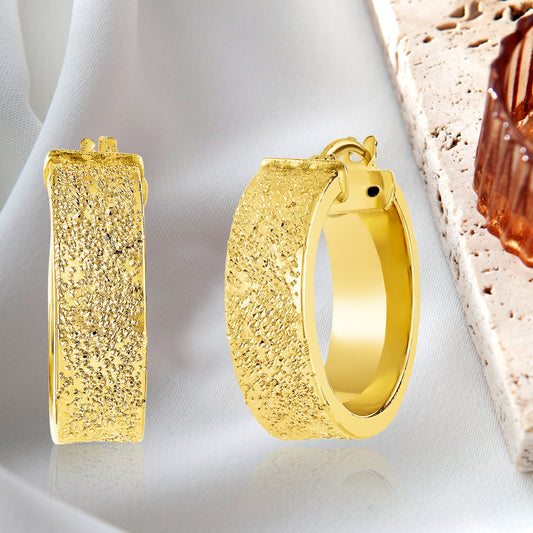 18K Pure Gold Round Loop Earrings