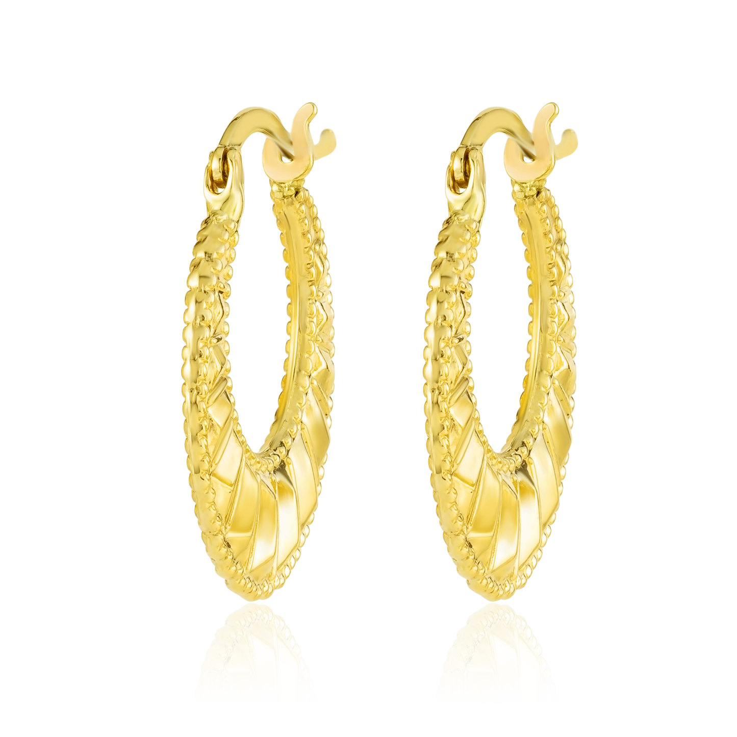 18K Pure Gold Round Loop Earrings