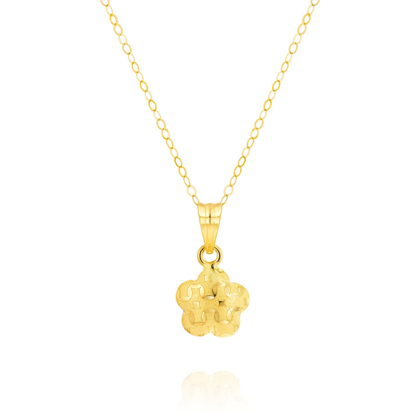 18K Pure Gold Fine Flower Necklace