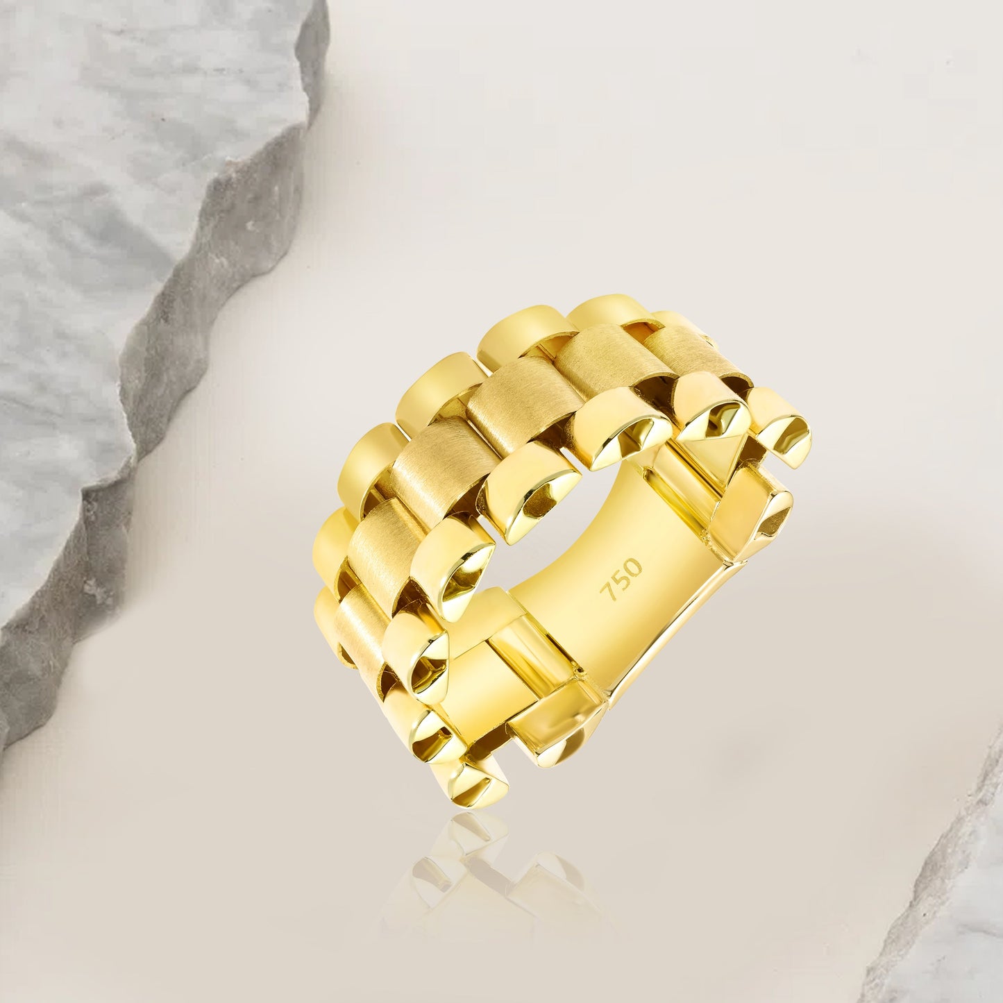 18K Pure Gold Elegant Thick Belt Ring