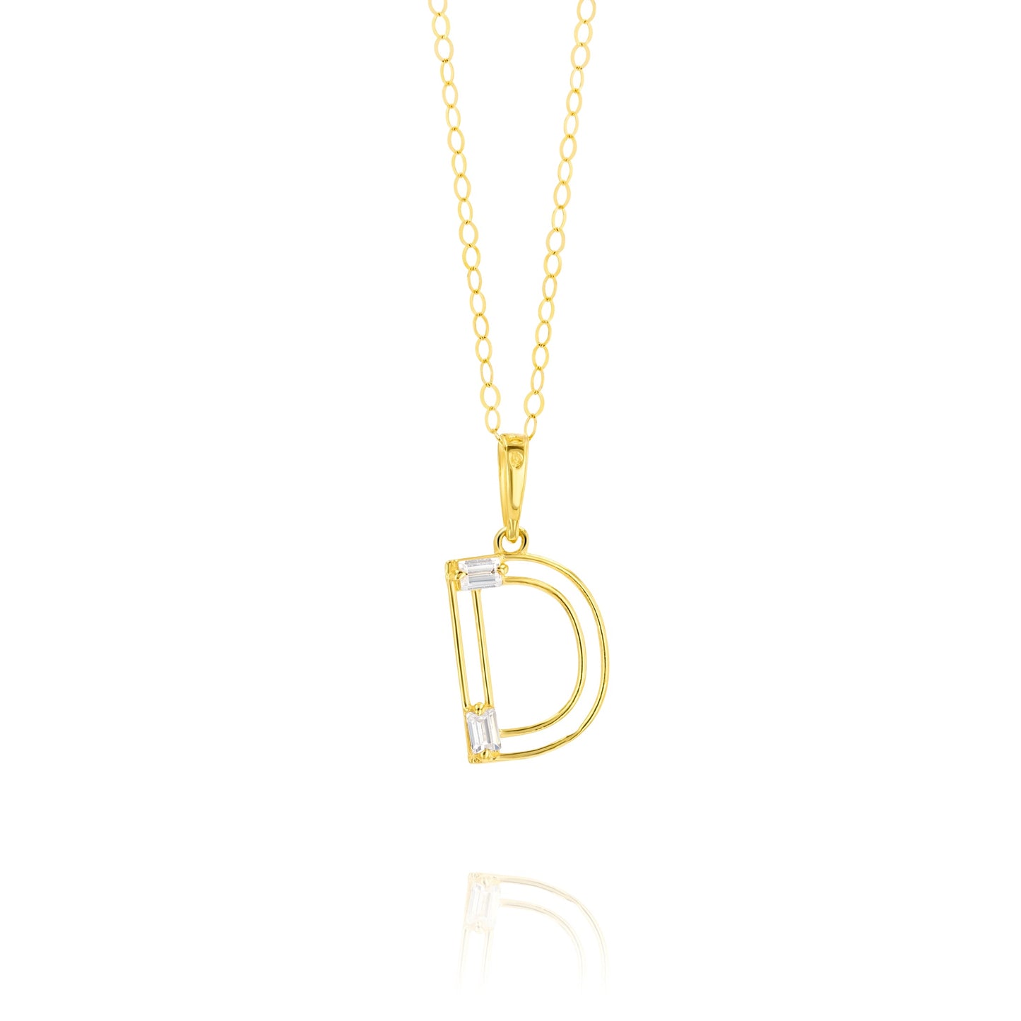 18K Pure Gold Fine Letter D Necklace