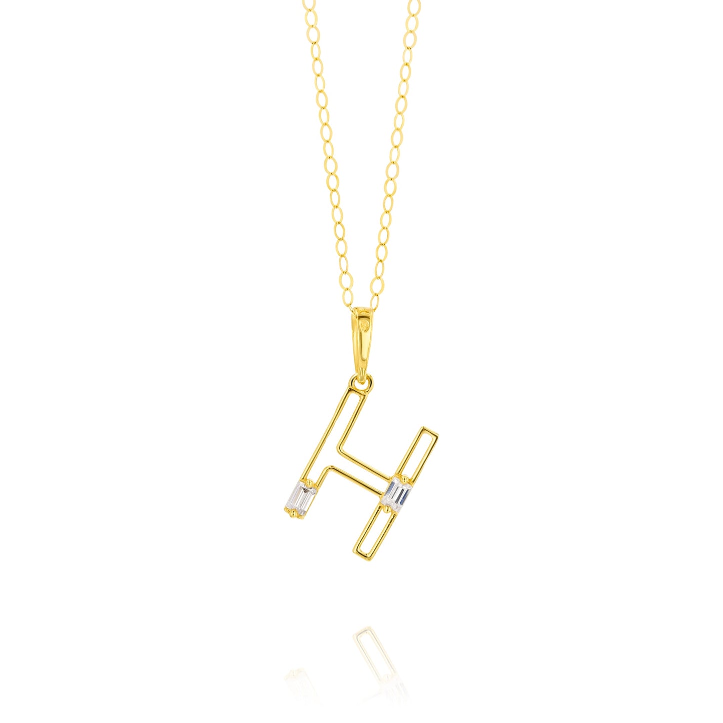18K Pure Gold Fine Letter H Necklace