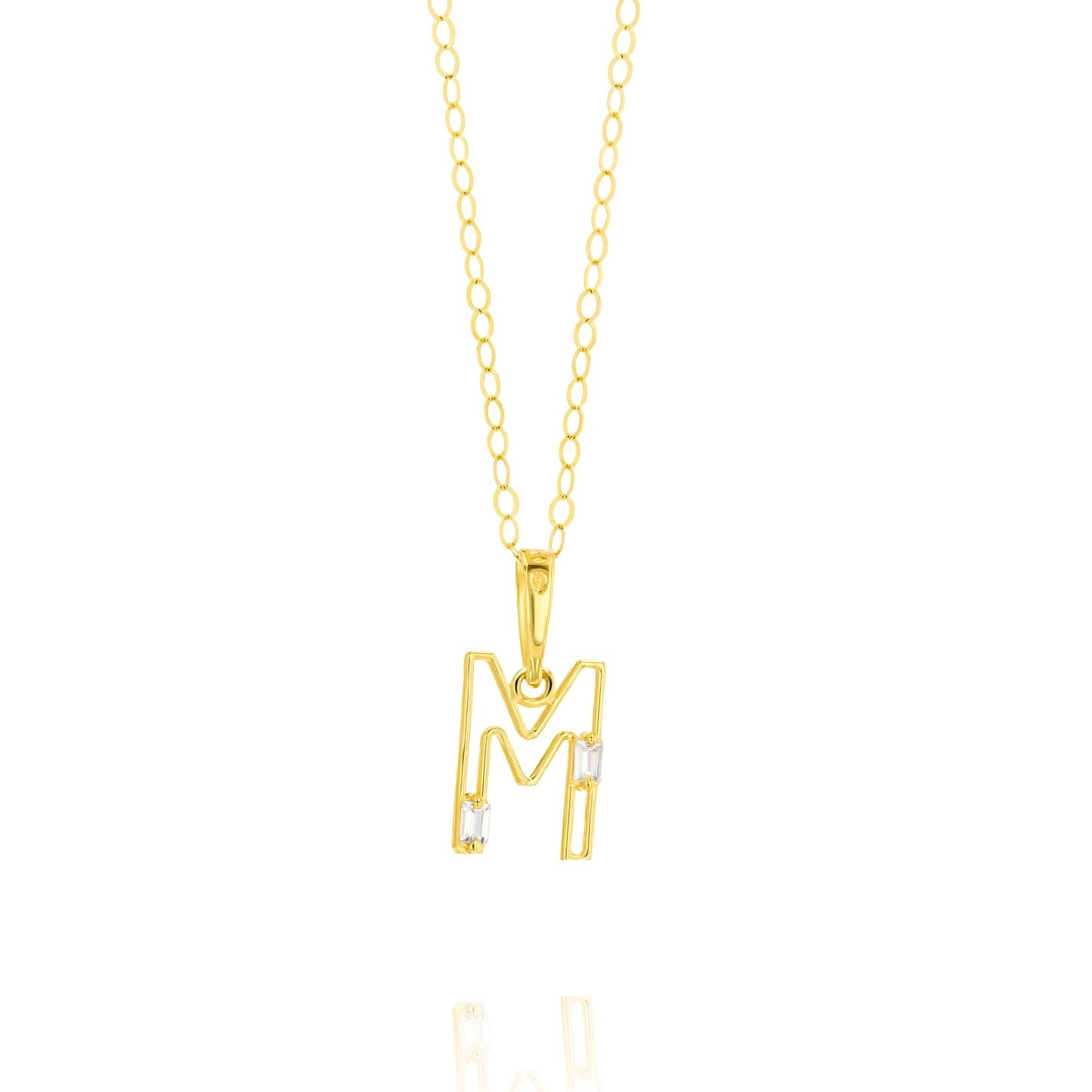18K Pure Gold Fine Letter M Necklace