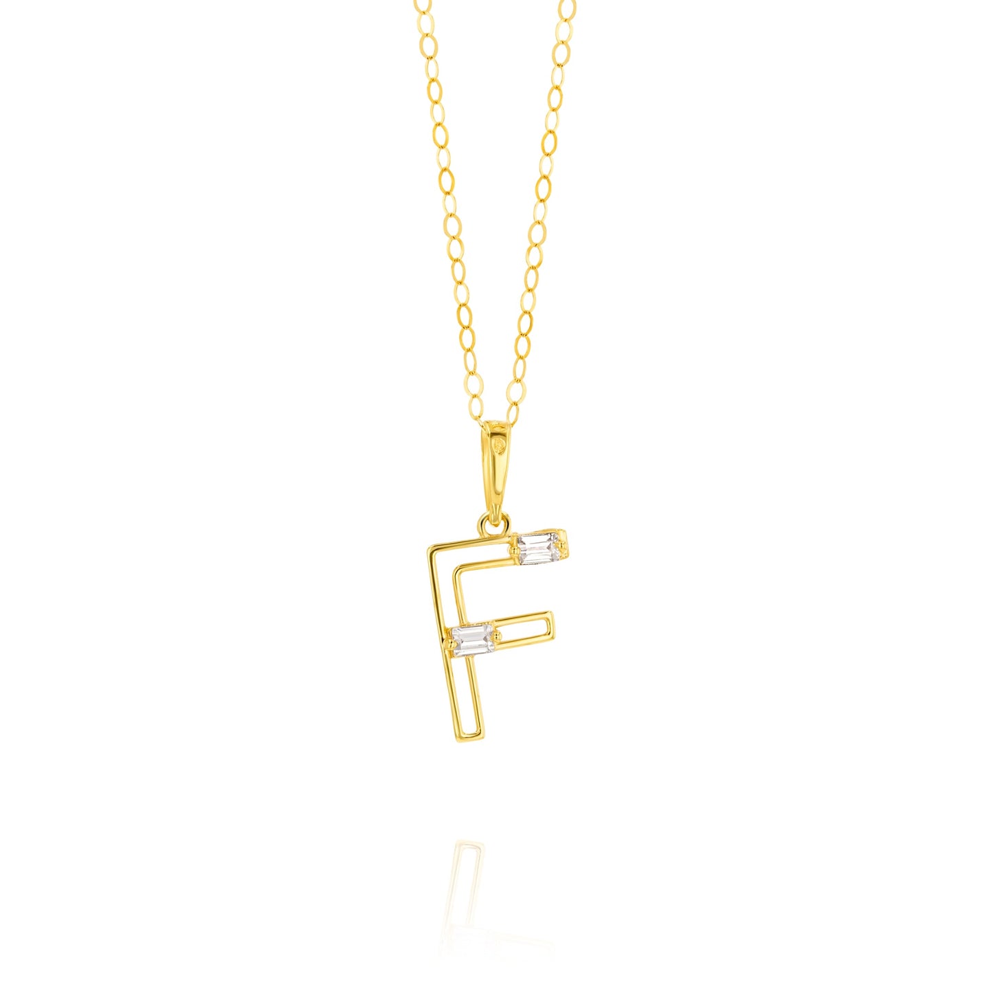 18K Pure Gold Fine Letter F Necklace