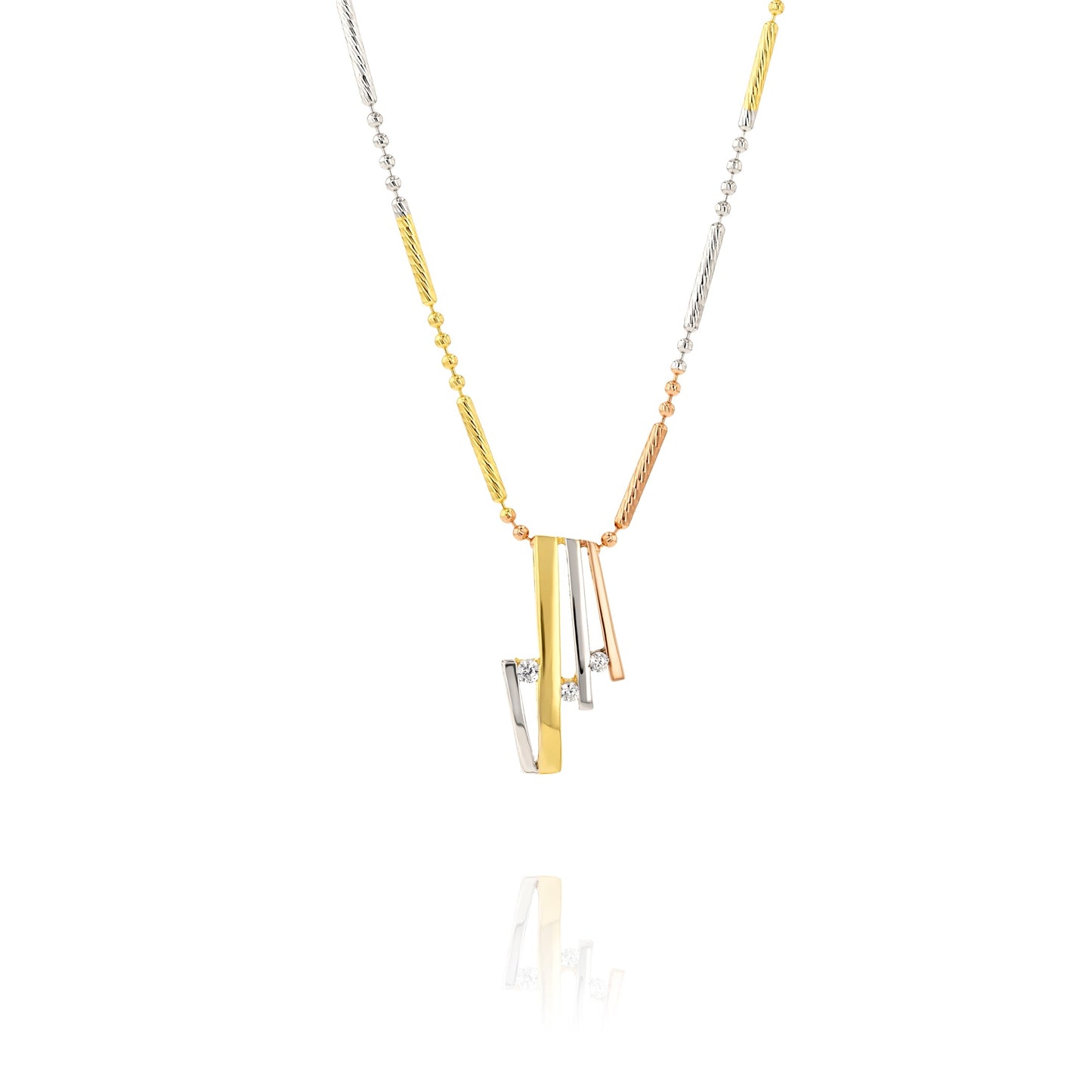 18K Pure Gold TRI Color Necklace