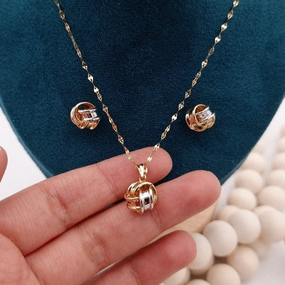 18K Pure Gold Knot Jewelry Set