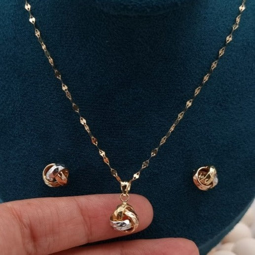 18K Pure Gold Knot Jewelry Set
