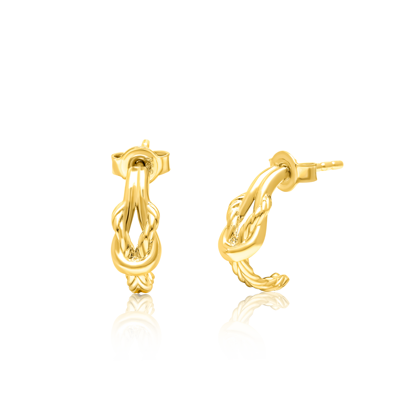 18K Pure Gold Half Knot Stud Earring Set