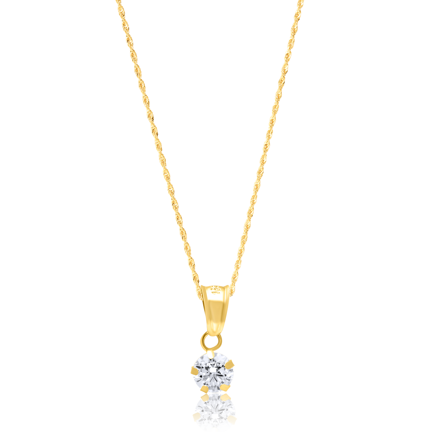 18K Pure Gold Flower Stone Necklace