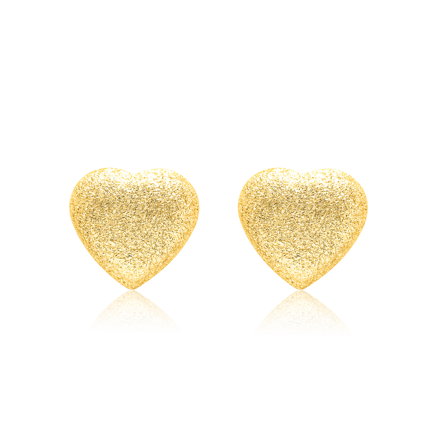 18K Pure Gold Heart Earring Set