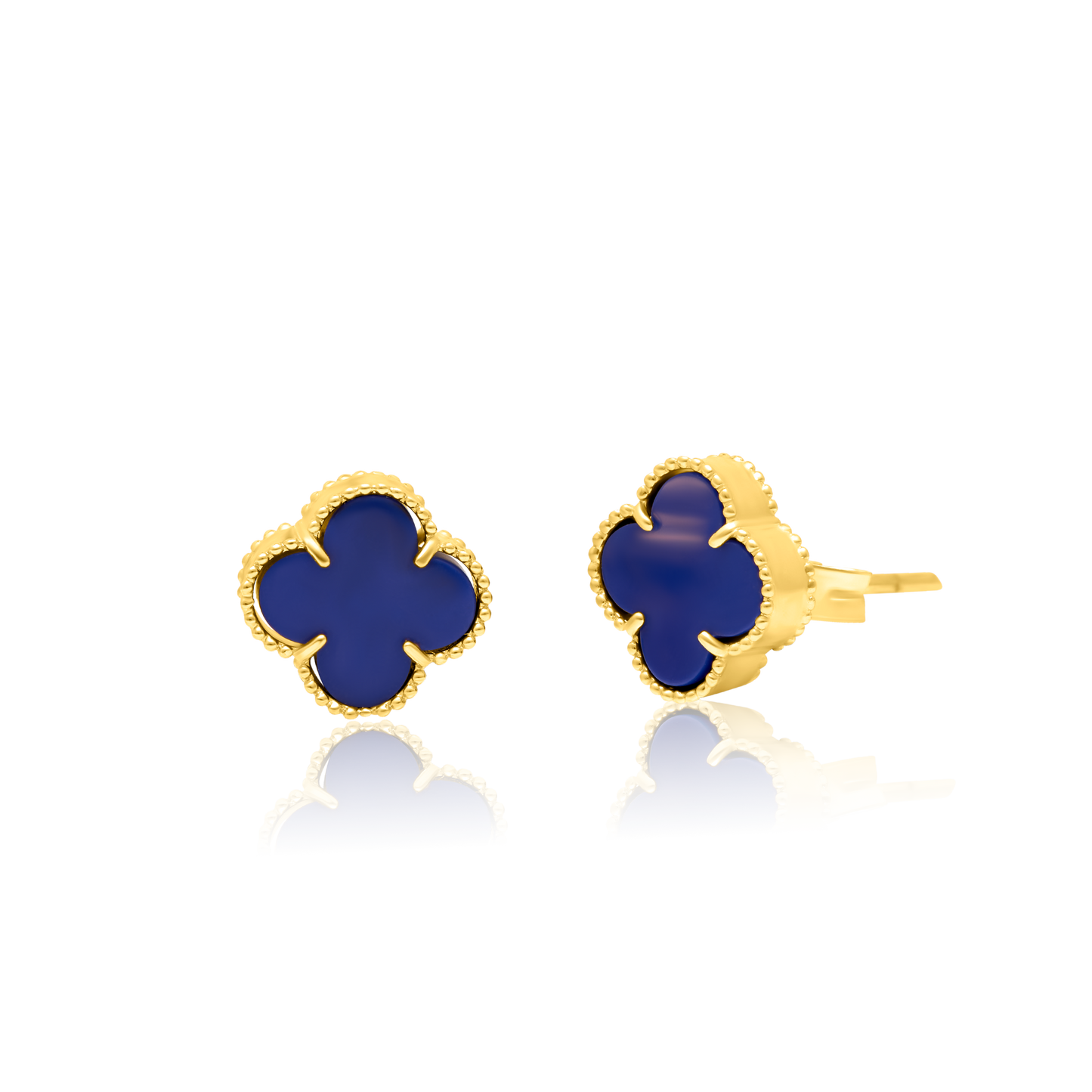 18K Pure Gold V.C Dark Blue Earring Set