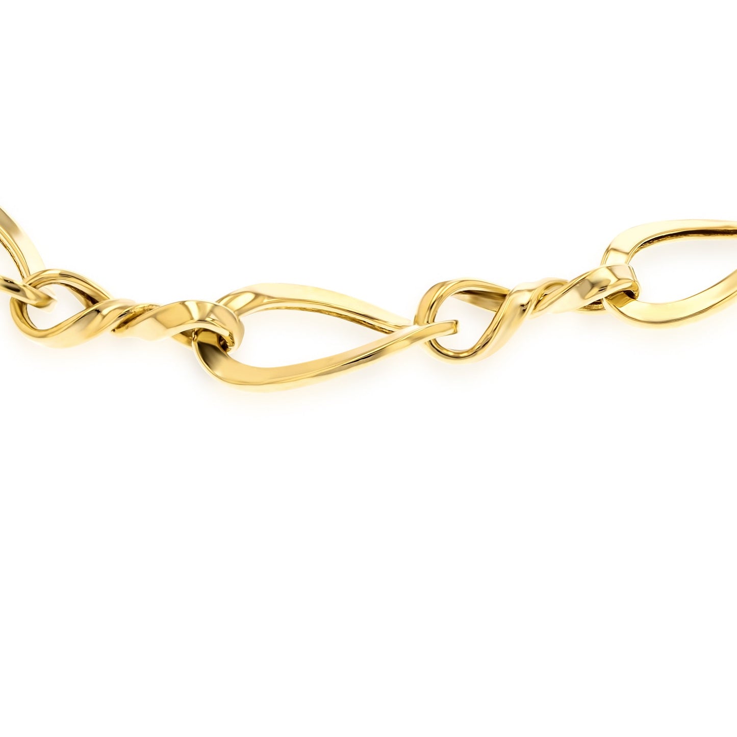 18K Pure Gold Twisted Linked Bracelet