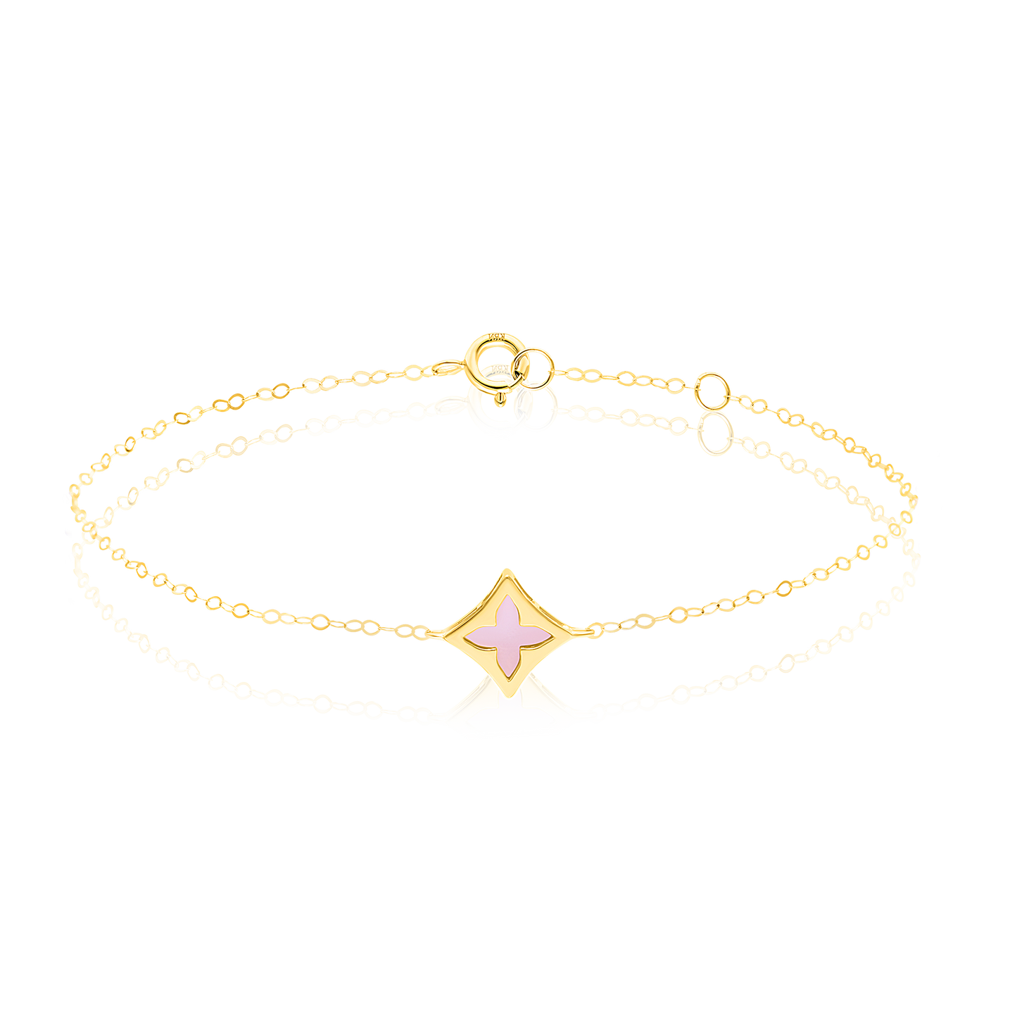 18K Pure Gold Pink Star Bracelet