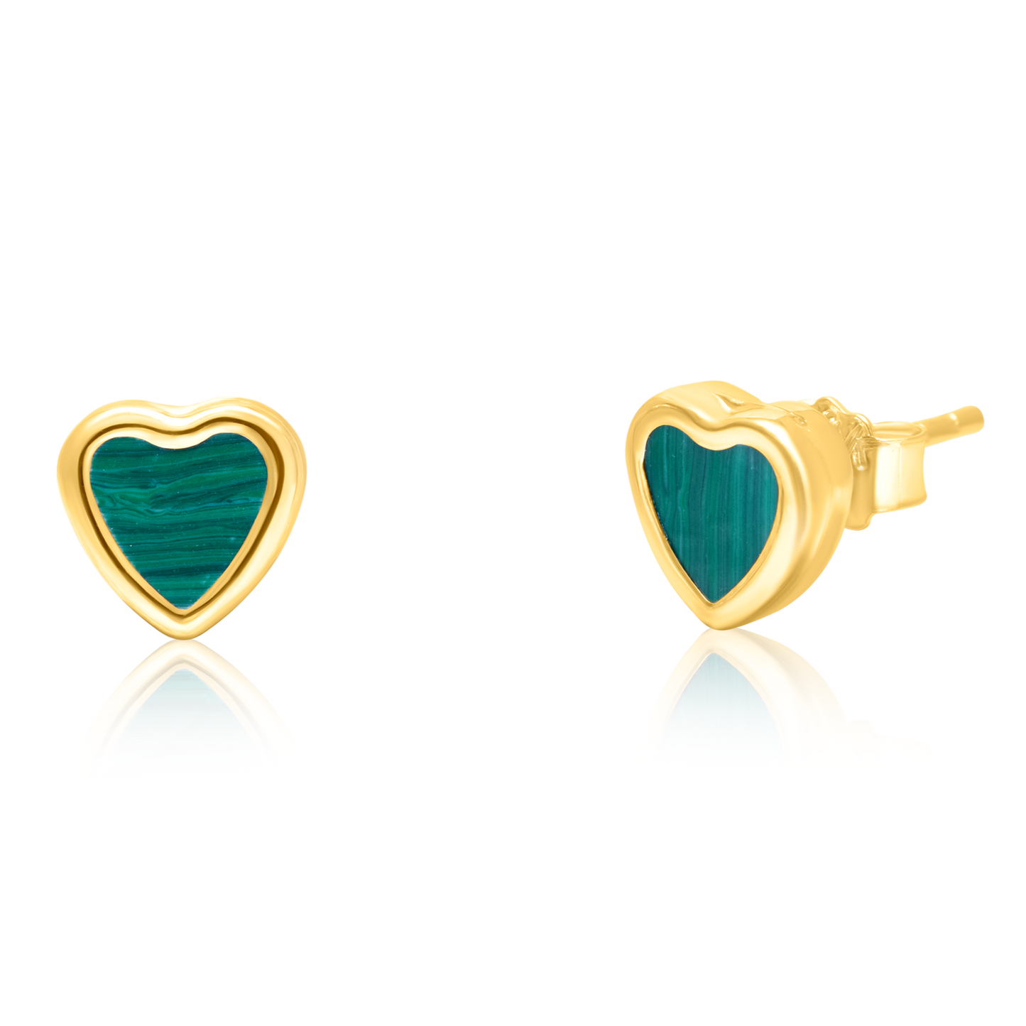 18K Pure Gold Green Heart Earring Set