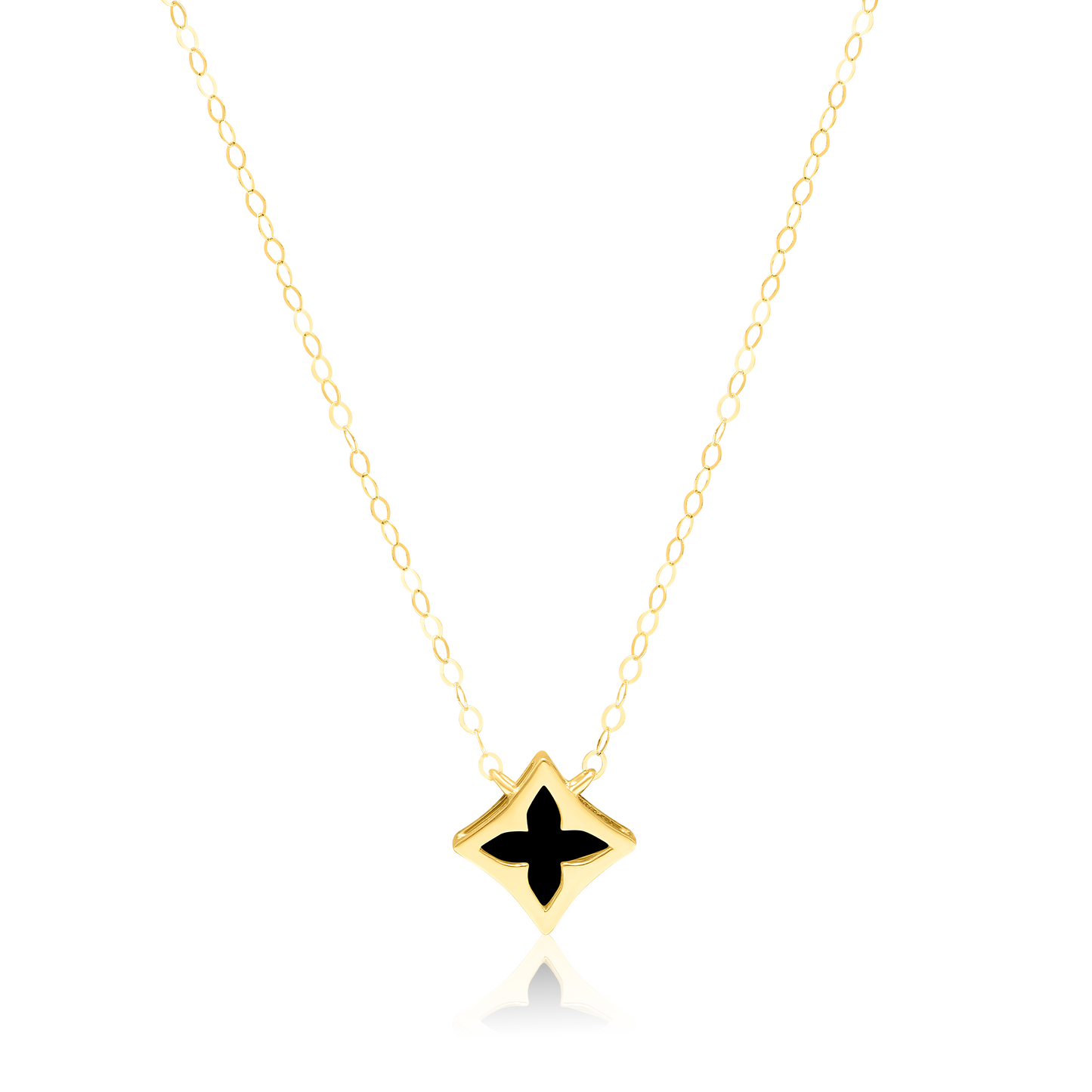 18K Pure Gold Black Star Necklace