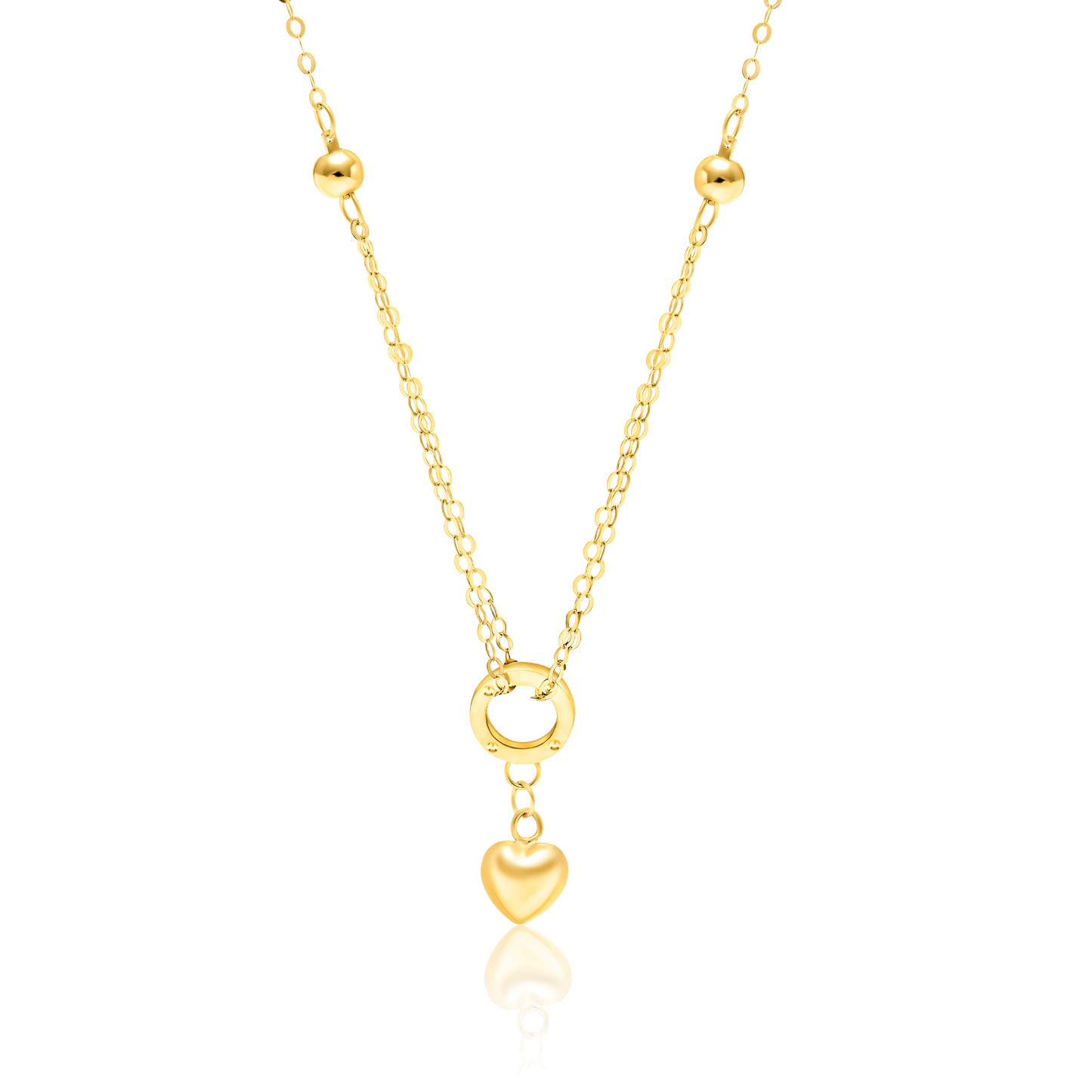 18K Pure Gold Heart Seed Necklace