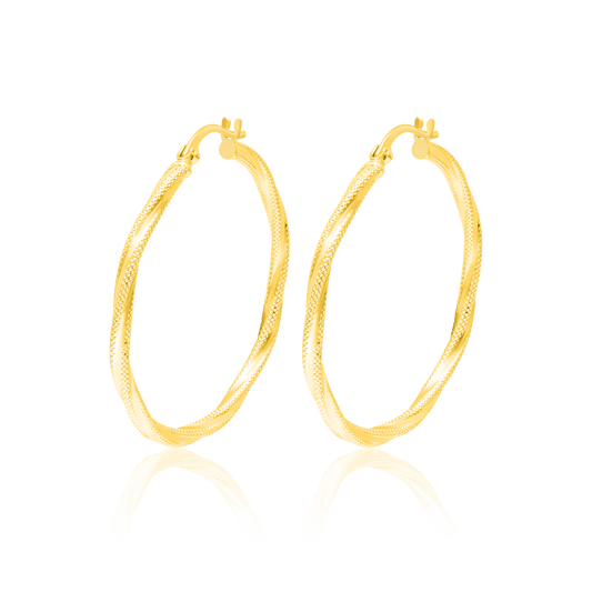 18K Pure Gold Twisted Round Jewelry Set