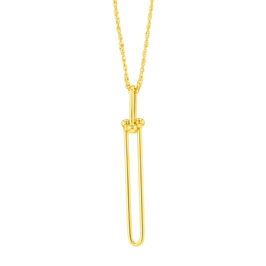 18K Pure Gold Long U-Link Necklace