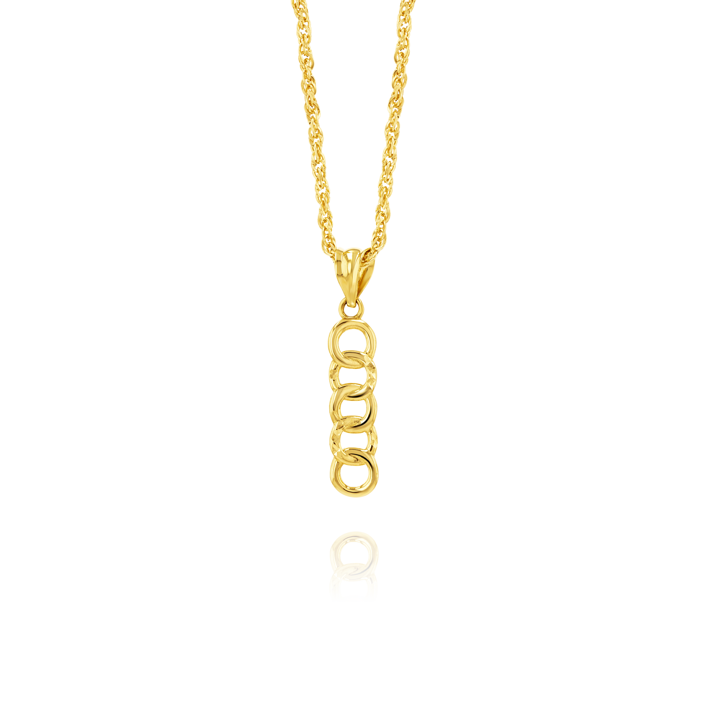 18K Pure Gold Hanging Circles Necklace