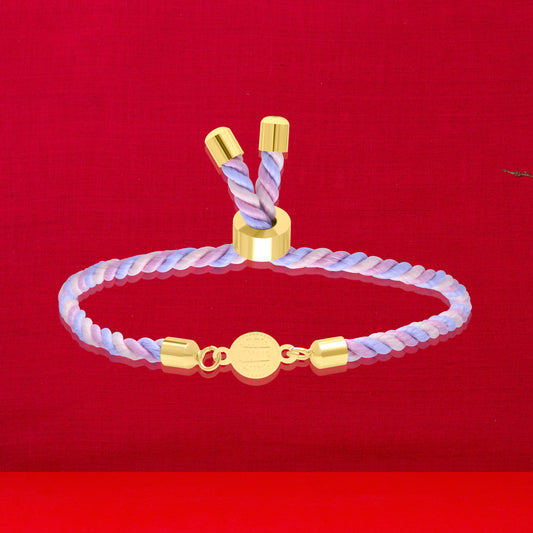 18K Pure Gold Multi Color Thread Coin Bracelet