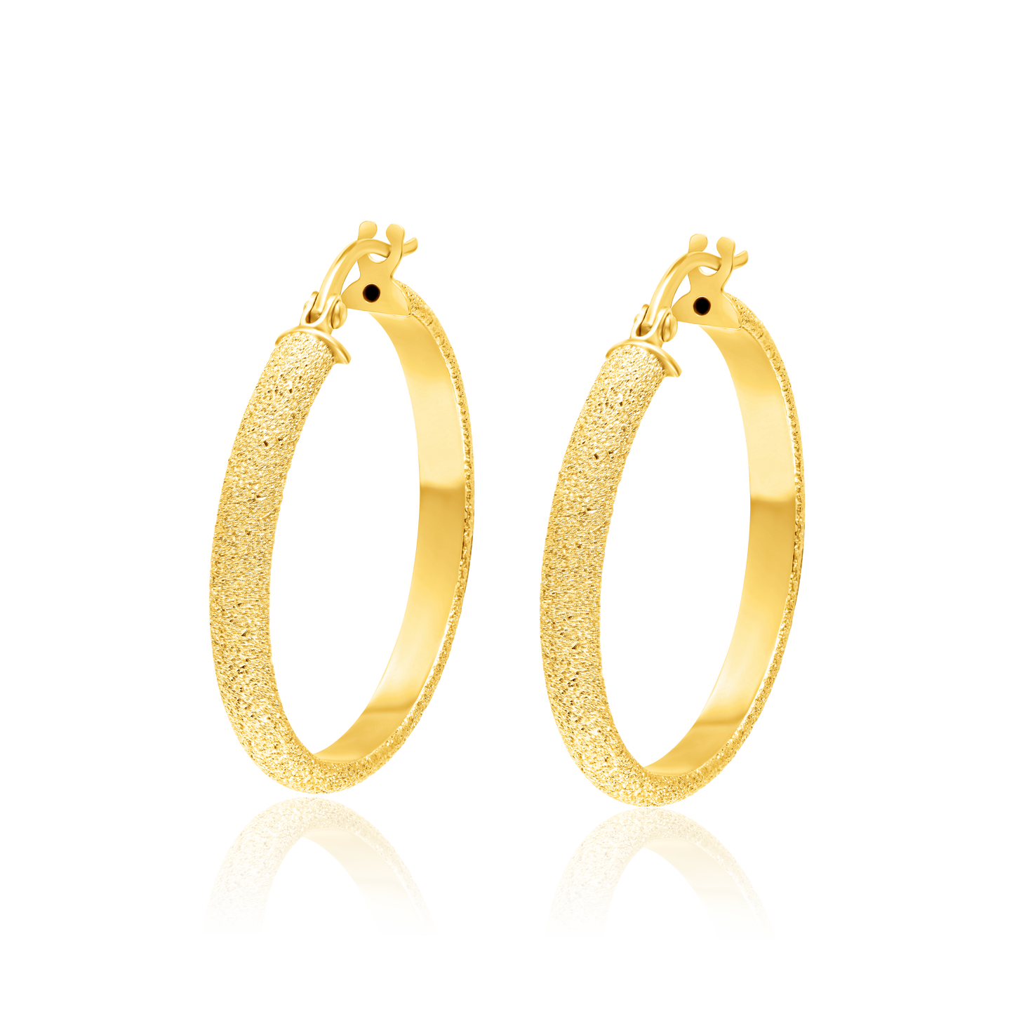 18K Pure Gold Round Earring Set
