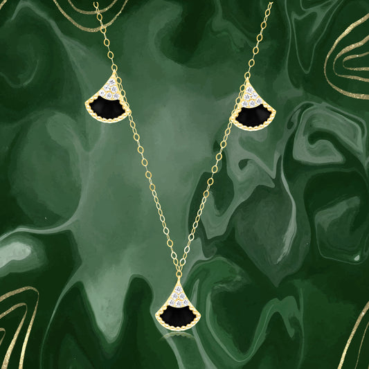 18K Pure Gold Black Charm Necklace