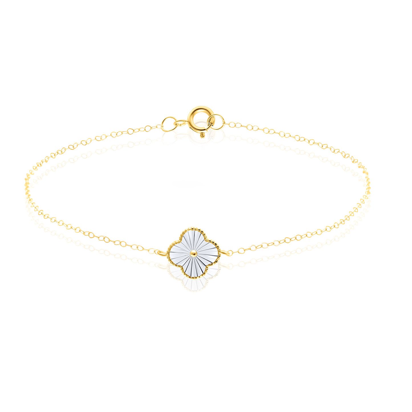 18K Pure Gold White Flower Bracelet