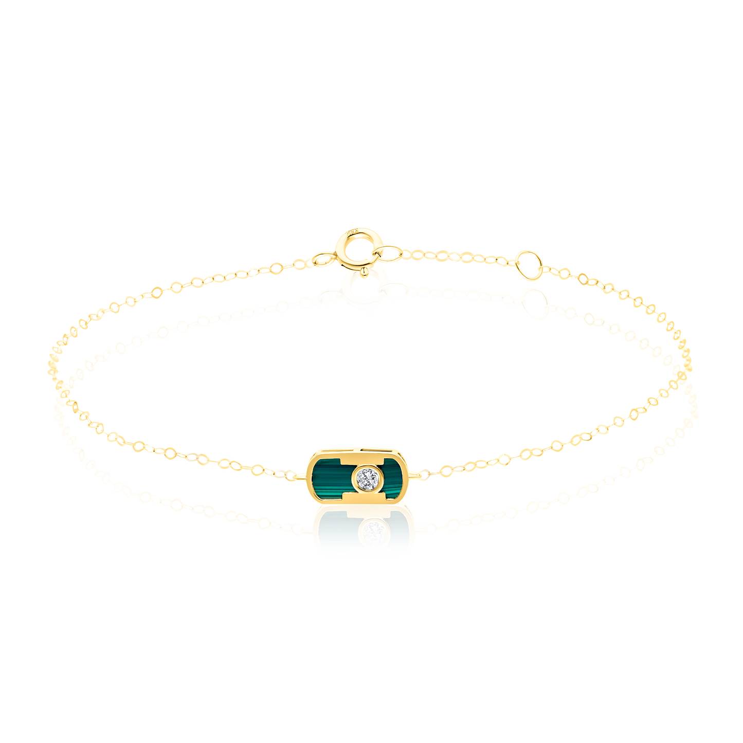 18K Pure Gold Green Stone Bracelet