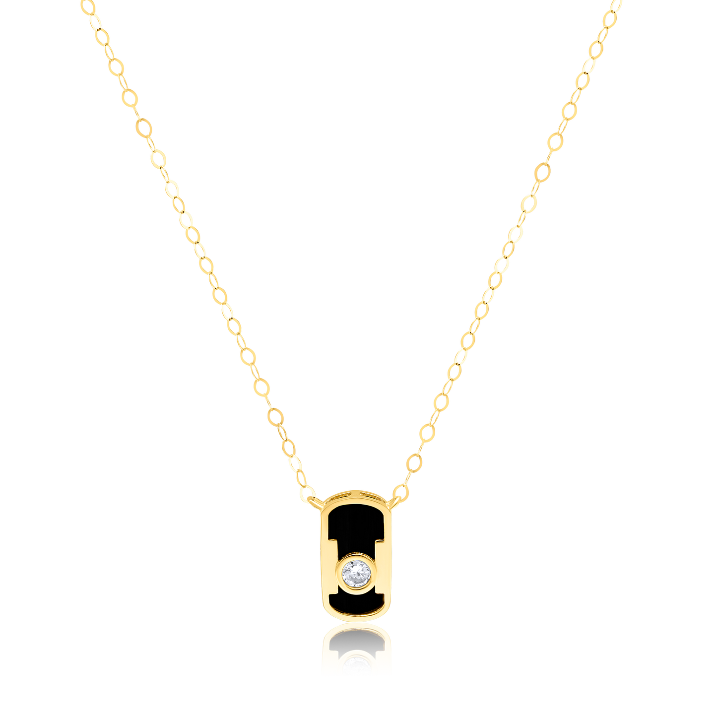 18K Pure Gold Black Stone Necklace