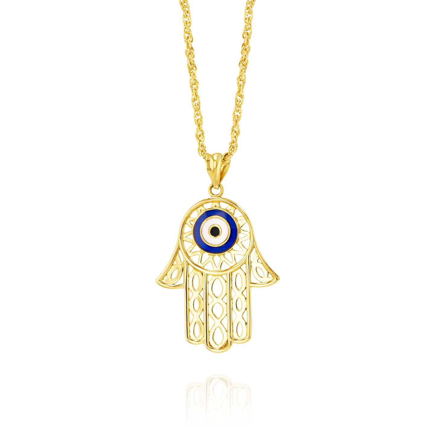 18K Pure Gold Hamsa Palm Necklace