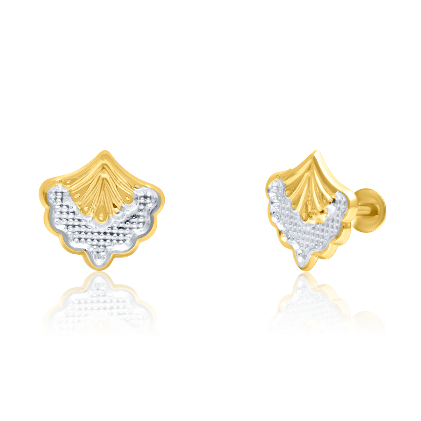18K Pure Gold Screw Earring Set