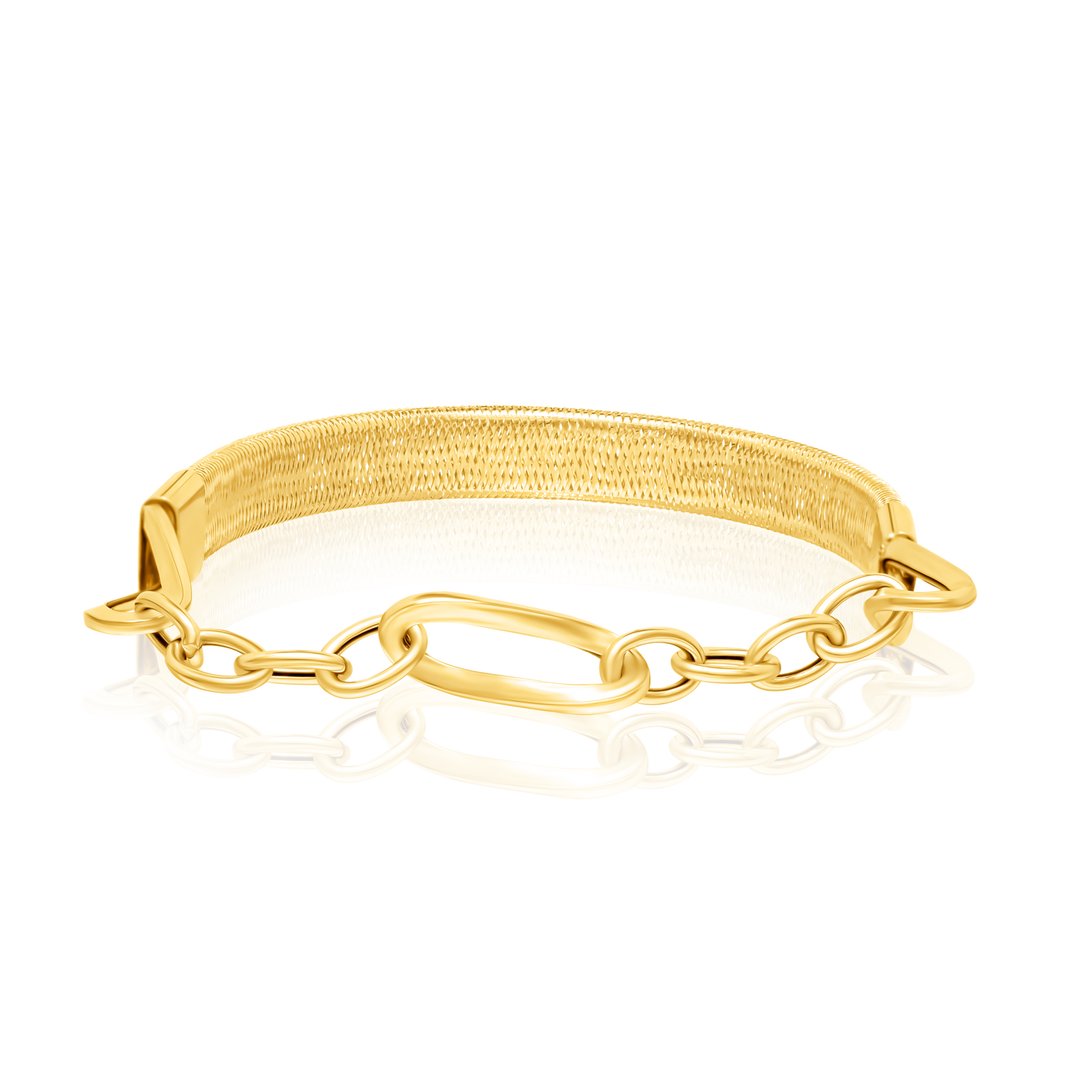 18K Pure Gold Elastic Linked Bangle
