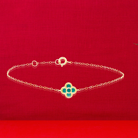 18K Pure Gold Green Flower Bracelet