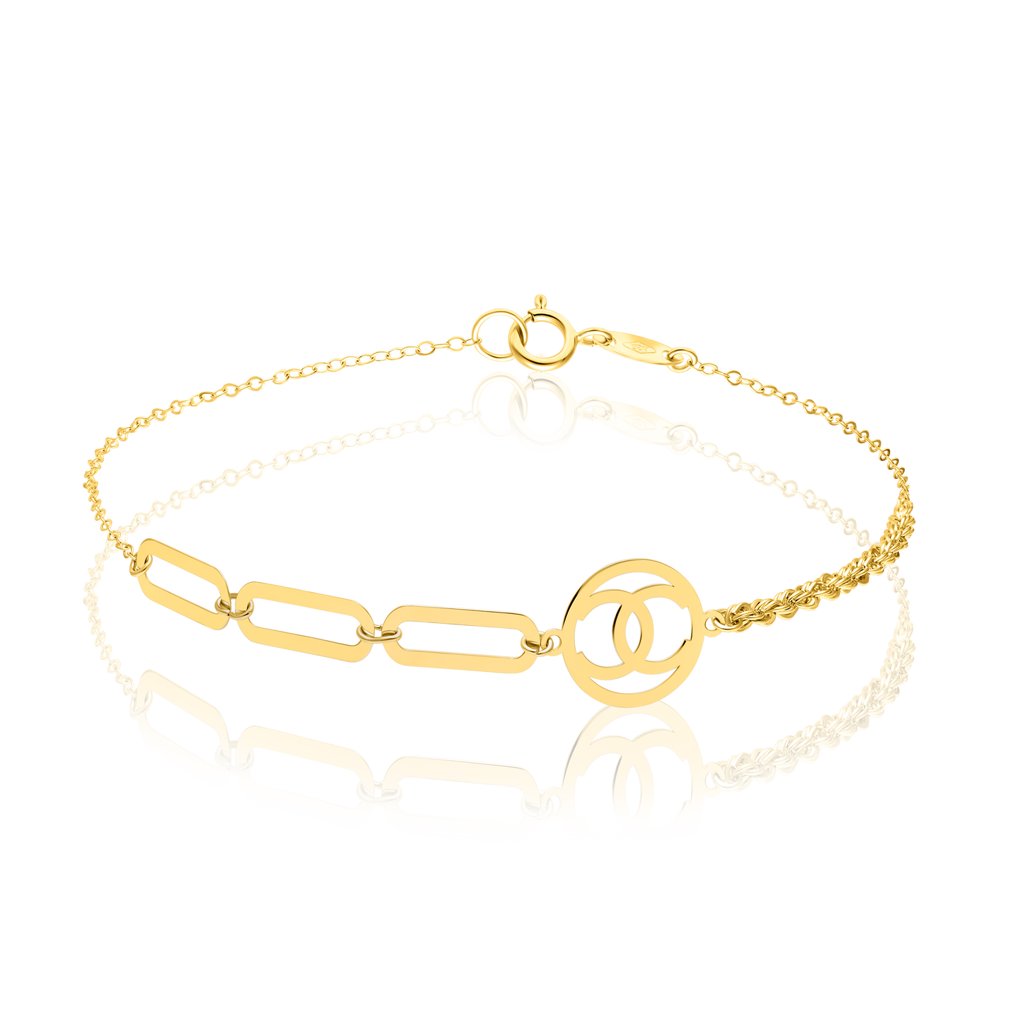 18K Pure Gold C.H Linked Rope Bracelet