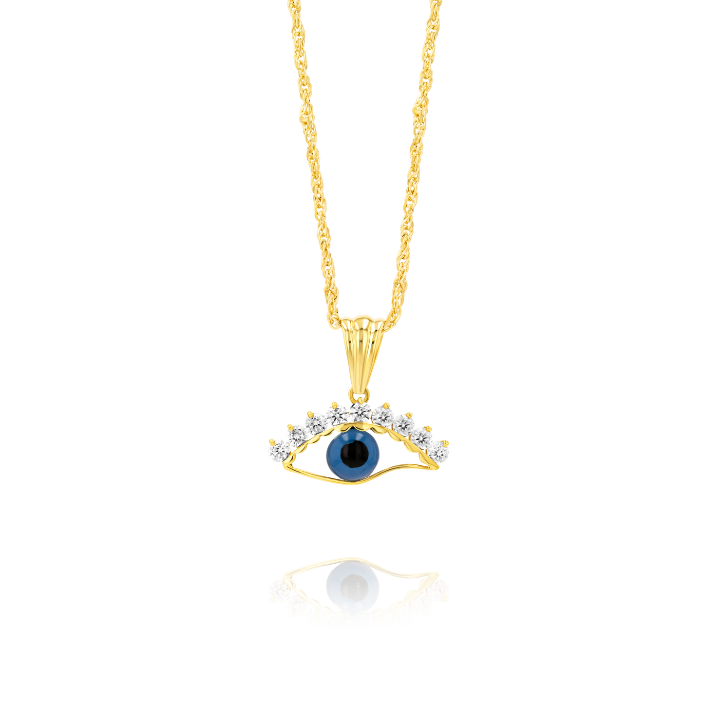18K Pure Gold Eye Necklace