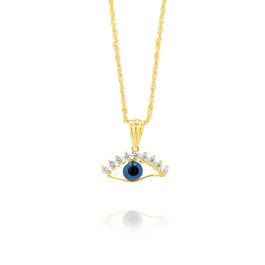 18K Pure Gold Eye Necklace