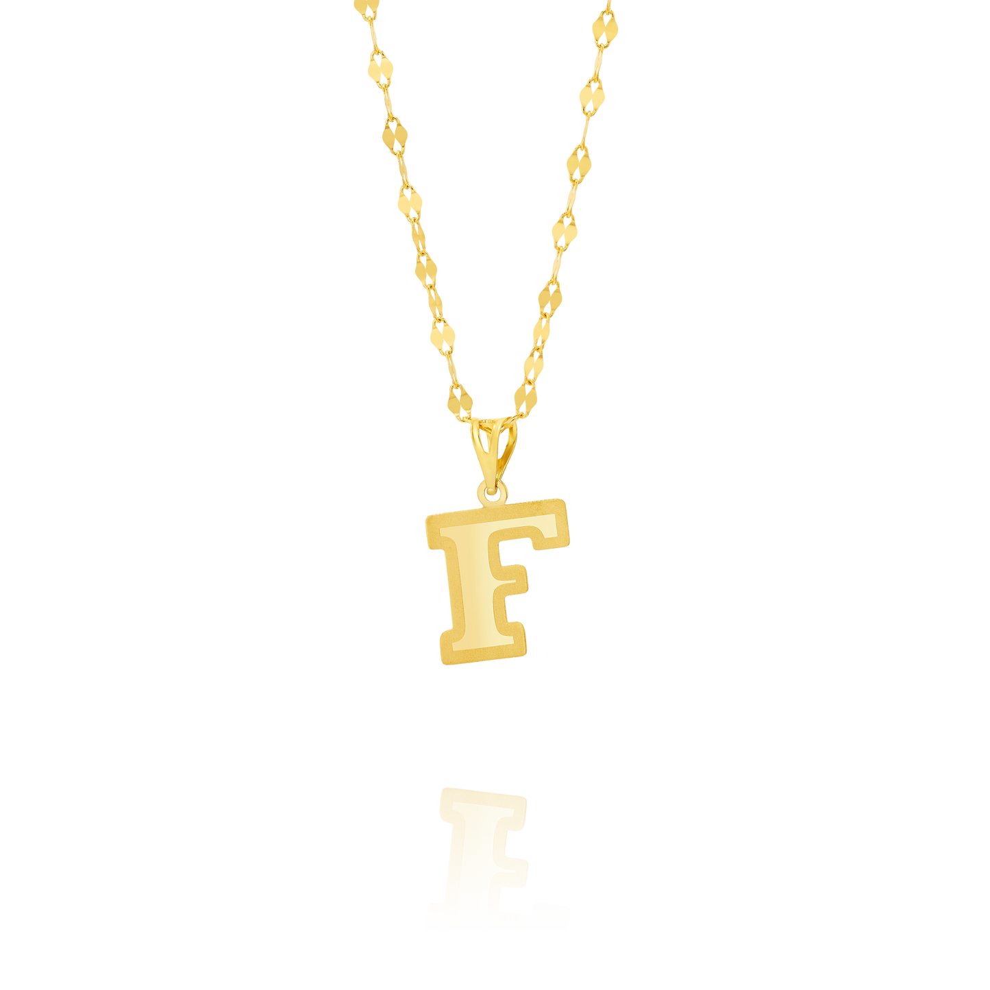 18K Pure Gold Letter F Necklace