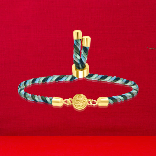 18K Pure Gold Multi Color Thread Coin Bracelet