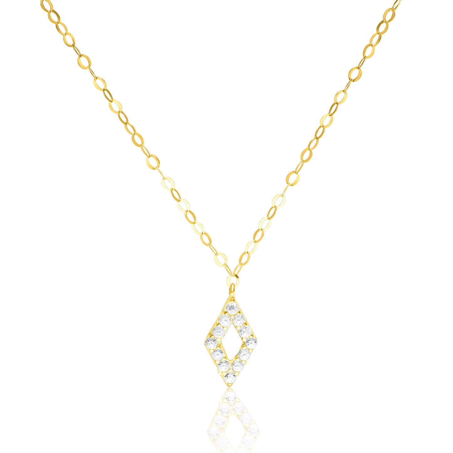 18K Pure Gold Stone Diamond Necklace